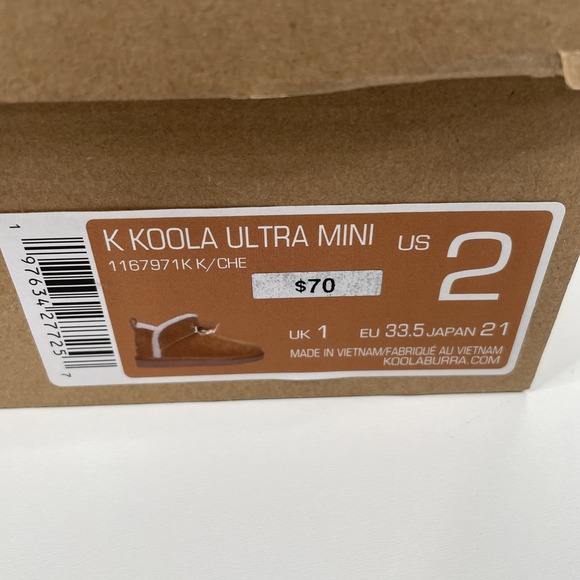Koolaburra by UGG Ultra Mini Boots Suede Faux Fur Trim Chestnut Size 2 New - Picture 1 of 11
